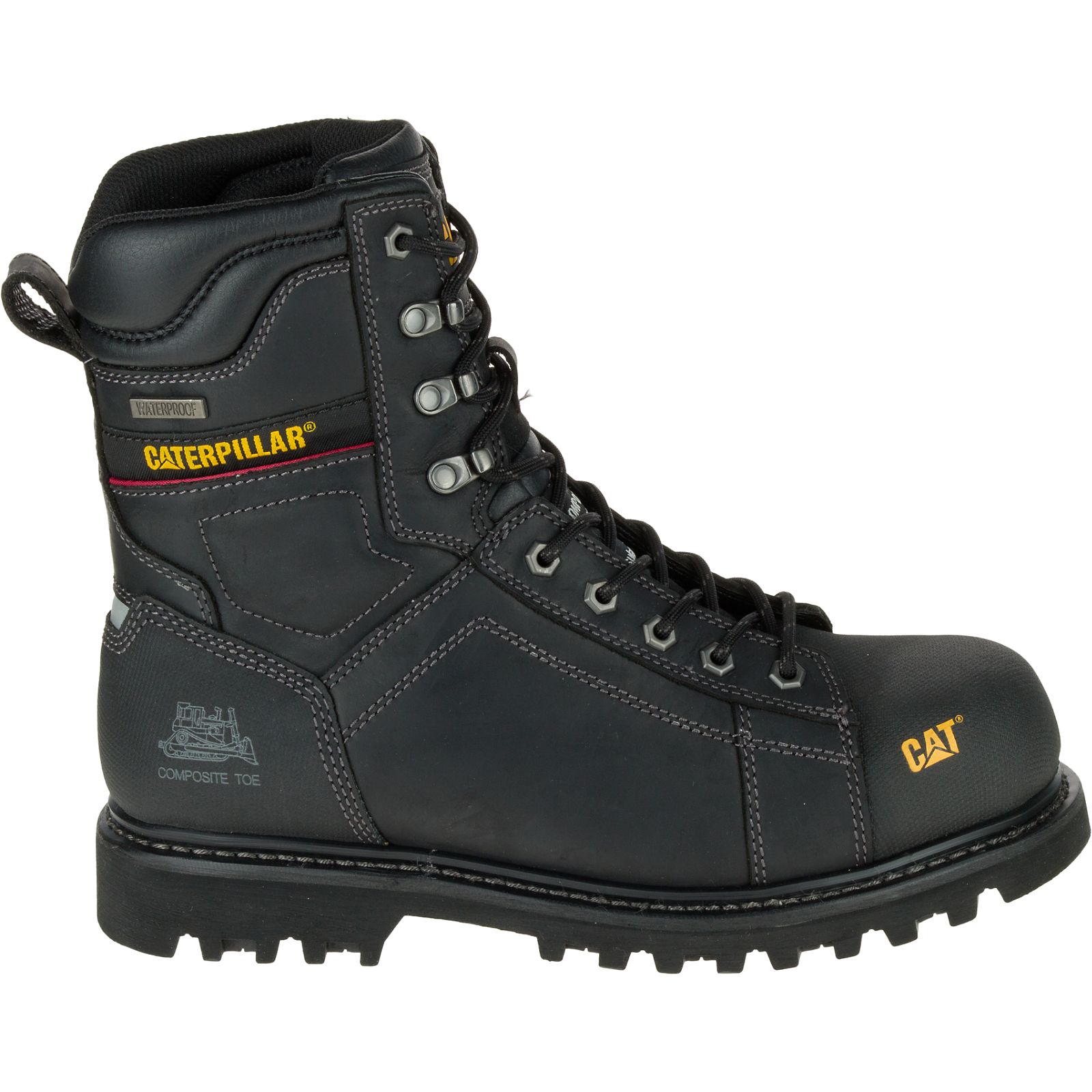 Caterpillar Control 8" Waterproof Composite Toe Csa Philippines - Mens Work Boots - Black 07423QEOY